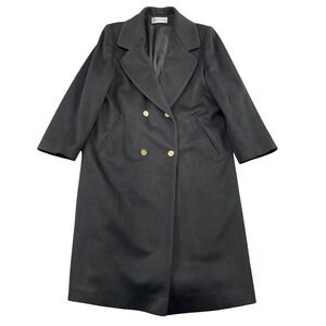 Forecaster of Boston Coat Womens 10 Black Pure Wool Long Trench Overcoat Vintage